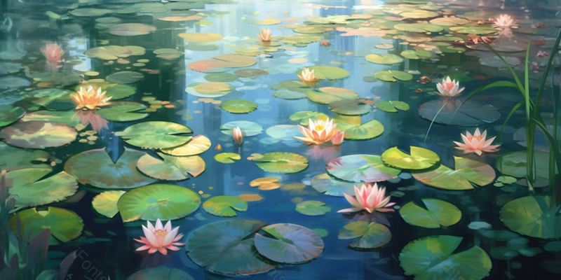 绿色清爽夏天金色阳光洒下来荷花在池塘里绽放中国风背景插画,插画/手绘图,插画/手绘图库,插画/手绘图下载,插画/手绘